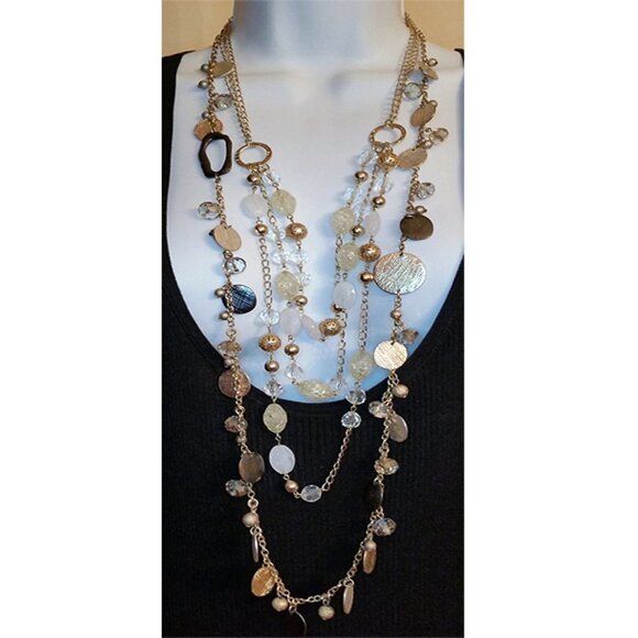 CURATED bundle lot of 2 necklaces gold tone catwalk runway inspired-statement - Picture 3 of 5